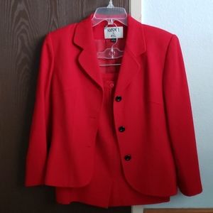 Kaspar for A.S.L Red Wool Blazer & Skirt Set